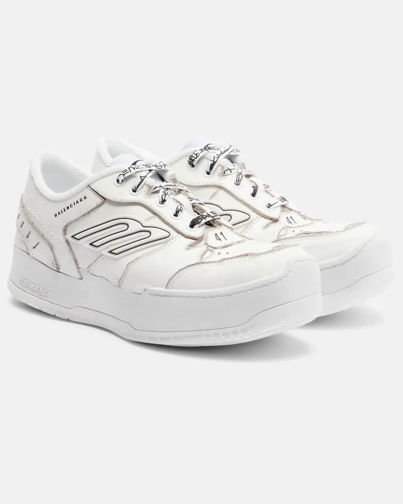 Balenciaga Plateau-Sneakers Hamptons aus Leder Weiß