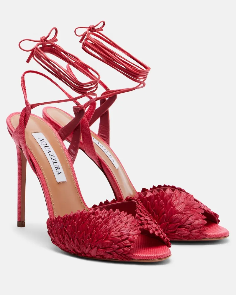 Aquazzura Sandalen Rio Flirt aus Raffiabast Rosa