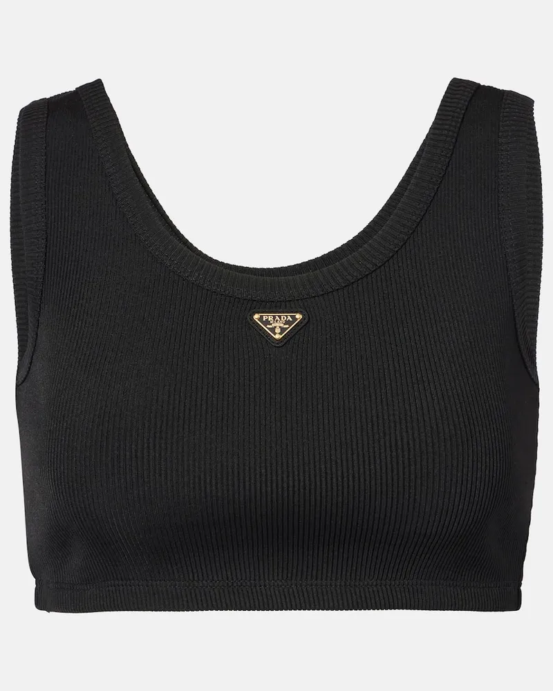 Prada Cropped-Top aus Jersey Schwarz