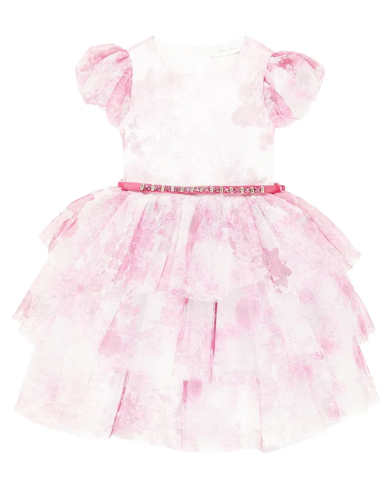 Monnalisa Verziertes Kleid aus Tüll Rosa
