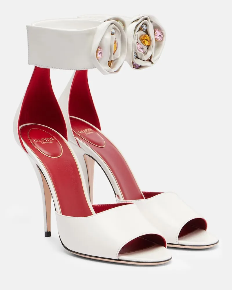 Valentino Garavani Sandalen Drip Rose 105 aus Leder mit Kristallen Weiã
