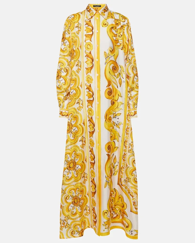 Dolce & Gabbana Kaftan Majolica aus Seide Gelb