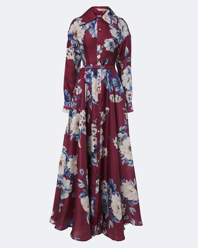 LEO LIN Robe Josephine aus Seide Burgunderrot
