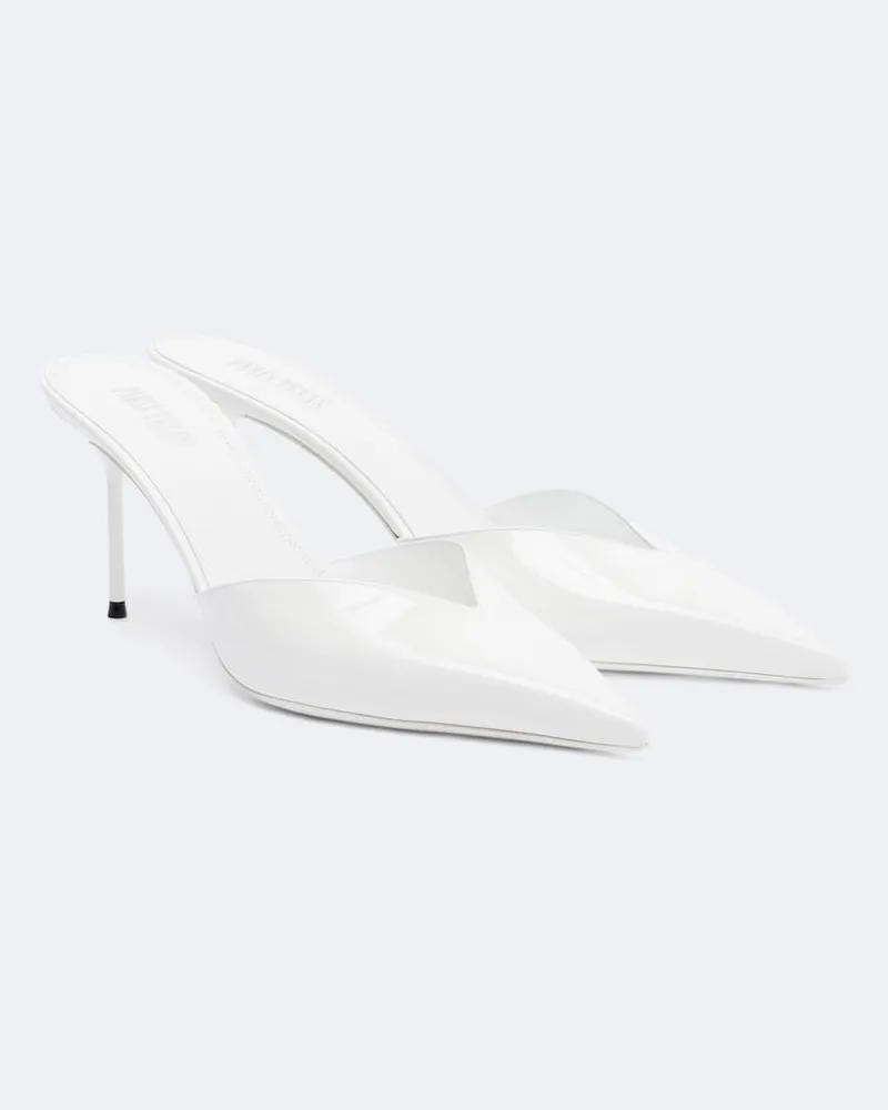 Paris Texas Mules Lidia aus Leder Weiß