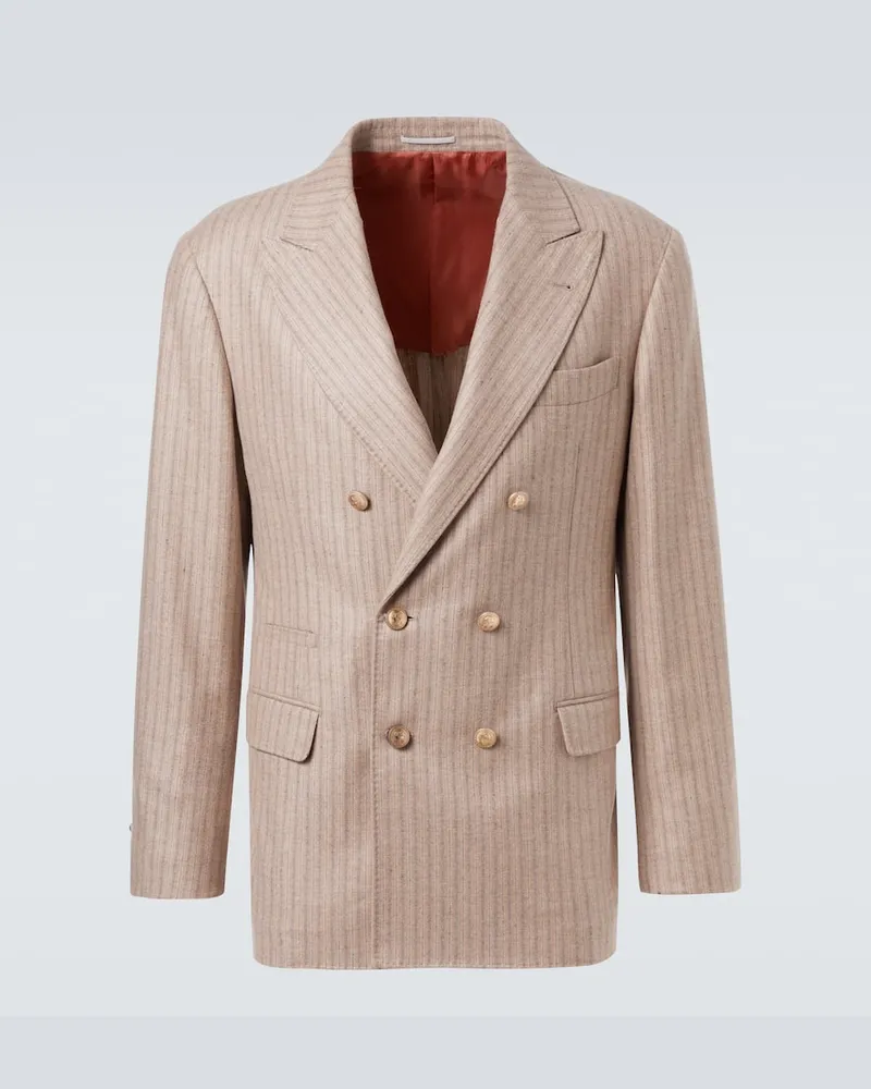 Brunello Cucinelli Blazer aus Kaschmir und Seide Beige