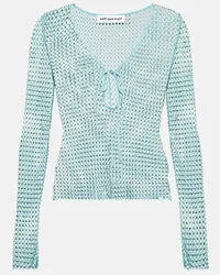 Self-Portrait Verziertes Top aus Mesh Blau