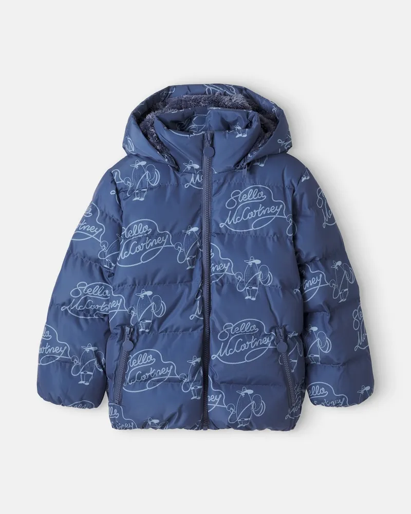 Stella McCartney Kids Bedruckte wattierte Jacke Blau