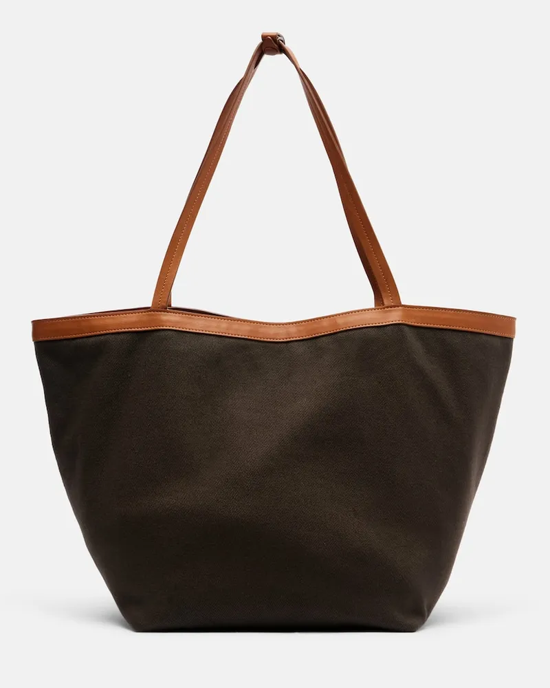 The Row Tote Bag Park Three Stitch aus Canvas mit Leder Braun