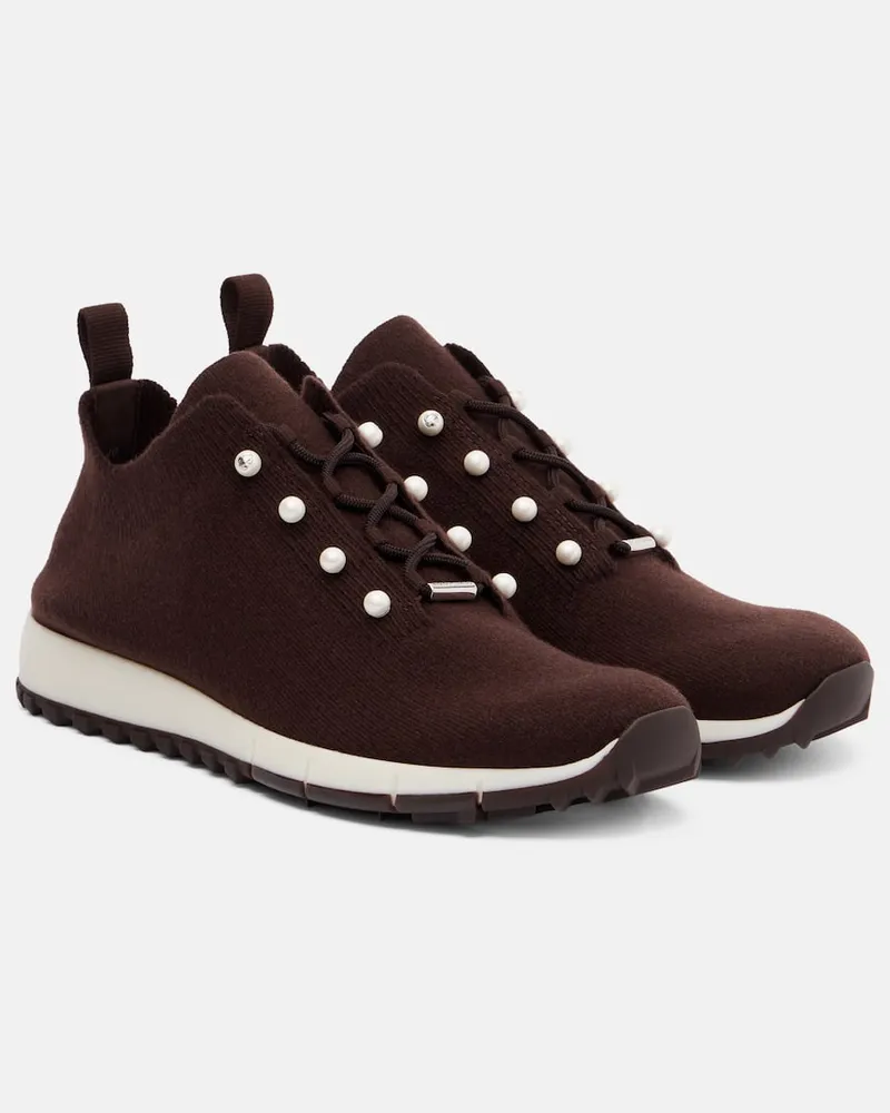Jimmy Choo Verzierte Sneakers Veles aus Kaschmir Braun
