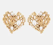 Clip-Ohrringe Coral Heart mit Kristallen