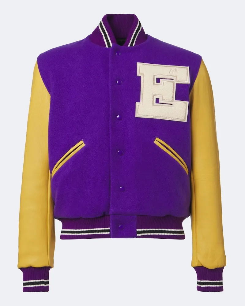 ERL Bomberjacke aus einem Wollgemisch mit Leder Violett