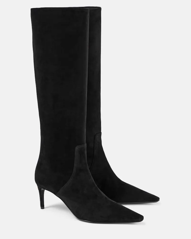 Dolce & Gabbana Stiefel aus Veloursleder Schwarz