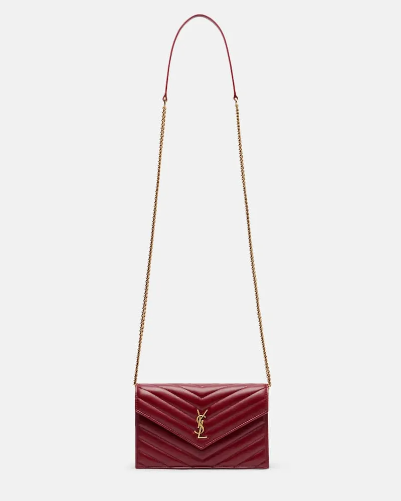 Saint Laurent Portemonnaie mit Kettenriemen Cassandre aus Leder Rot