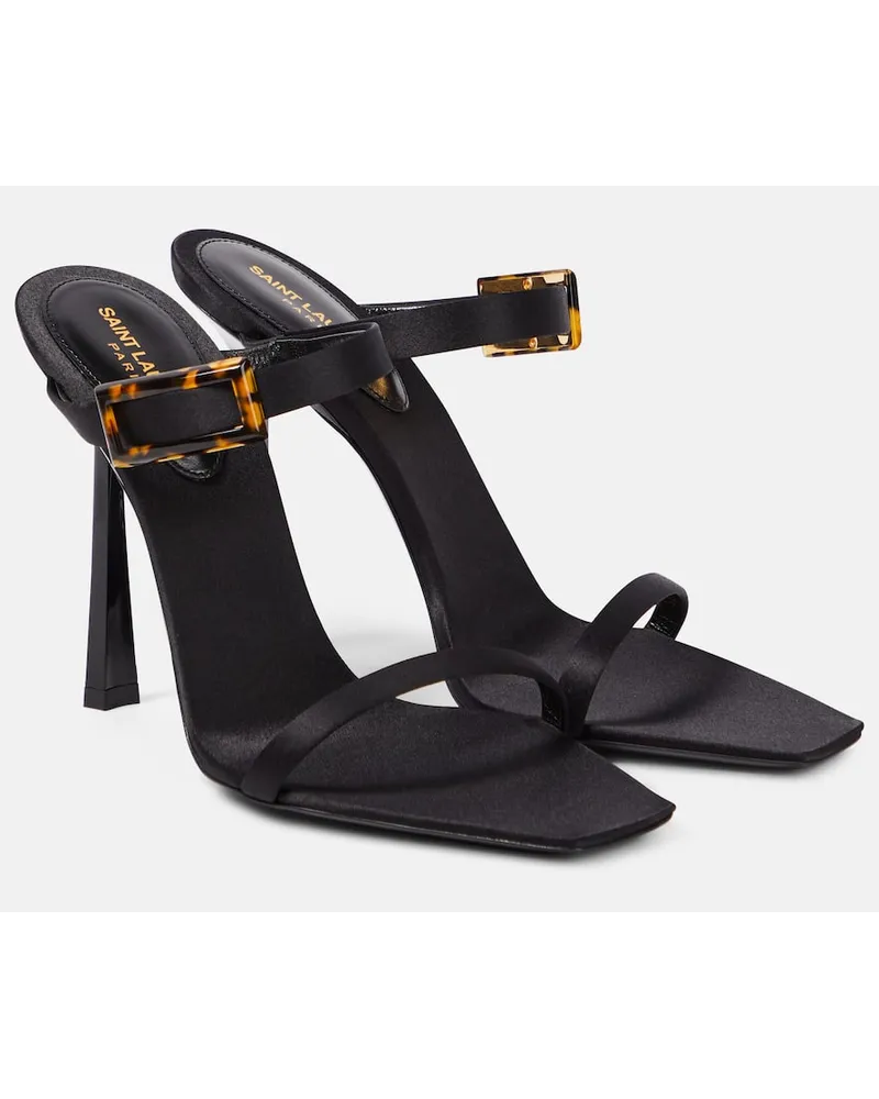 Saint Laurent Sandalen Oud 110 aus Satin Schwarz