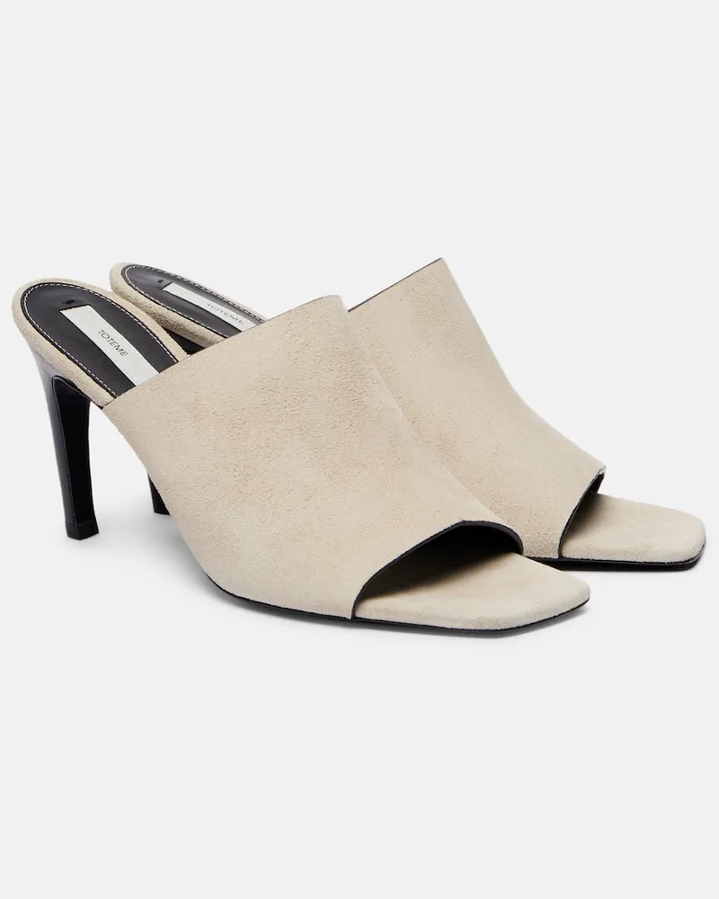 Totême Pantoletten aus Veloursleder Beige
