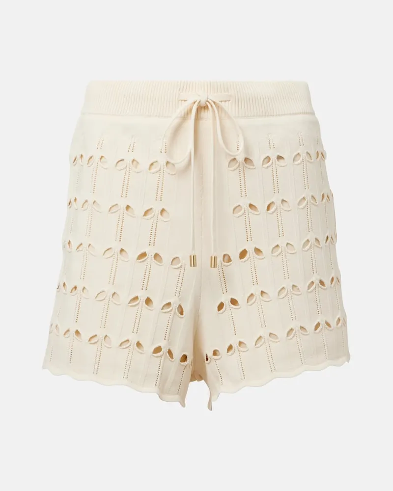 Zimmermann High-Rise Shorts aus Pointelle-Strick Weiß
