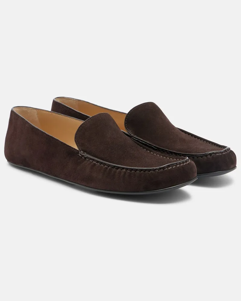 The Row Loafers Leo aus Veloursleder Braun