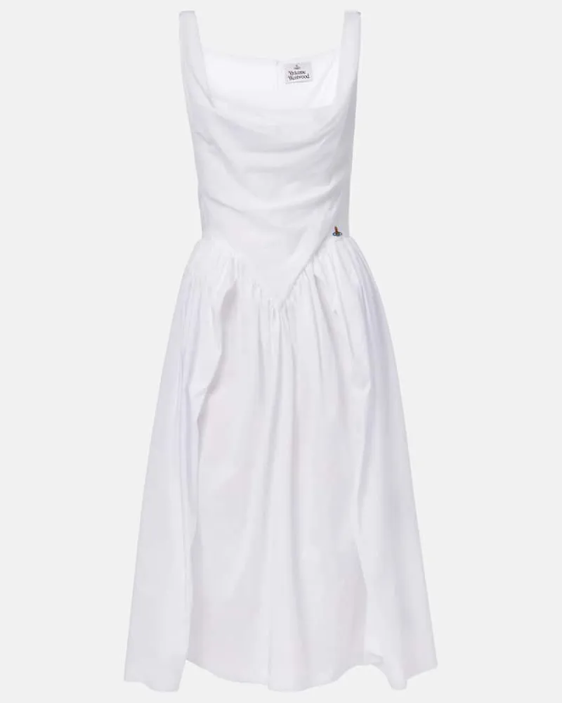 Vivienne Westwood Midikleid Sunday aus Baumwolle und Seide Weiß