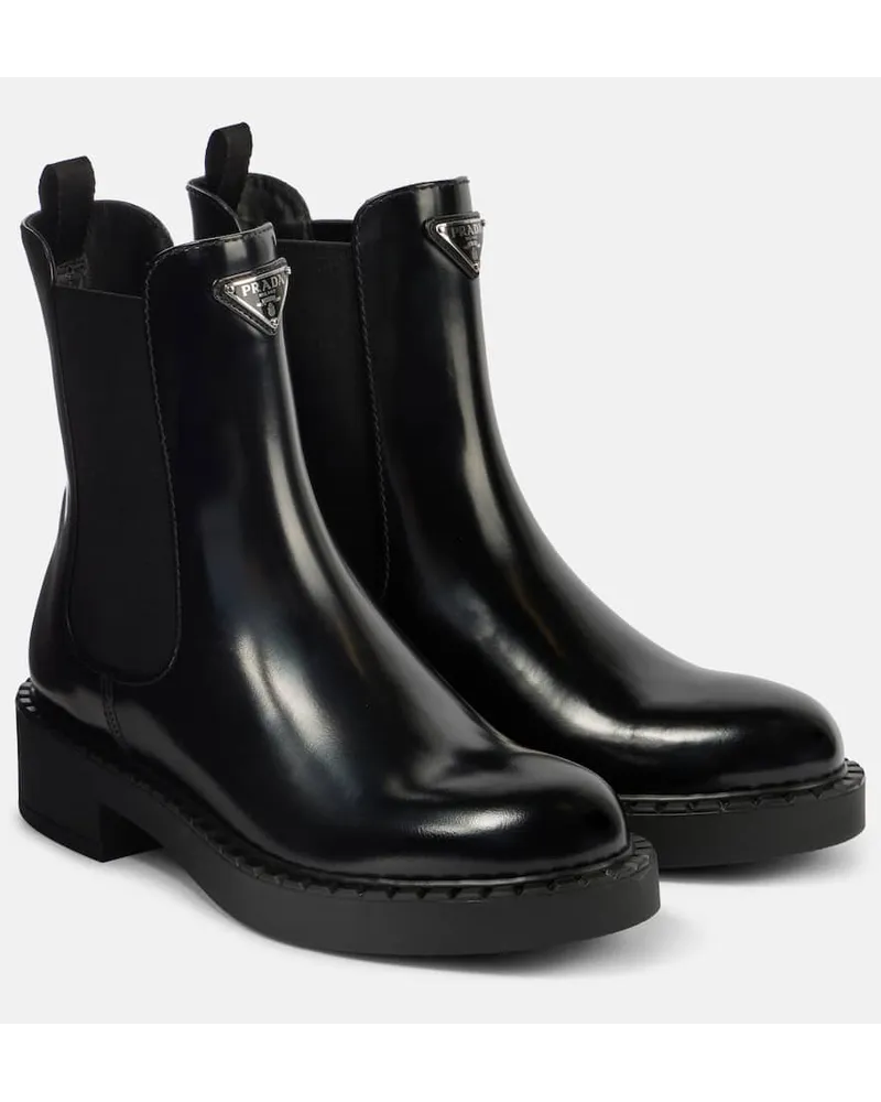 Prada Chelsea Boots aus Leder Schwarz