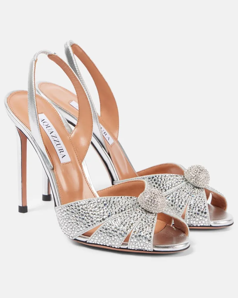 Aquazzura Slingback-Sandalen Italian Flirt 105 mit Kristallen Silber