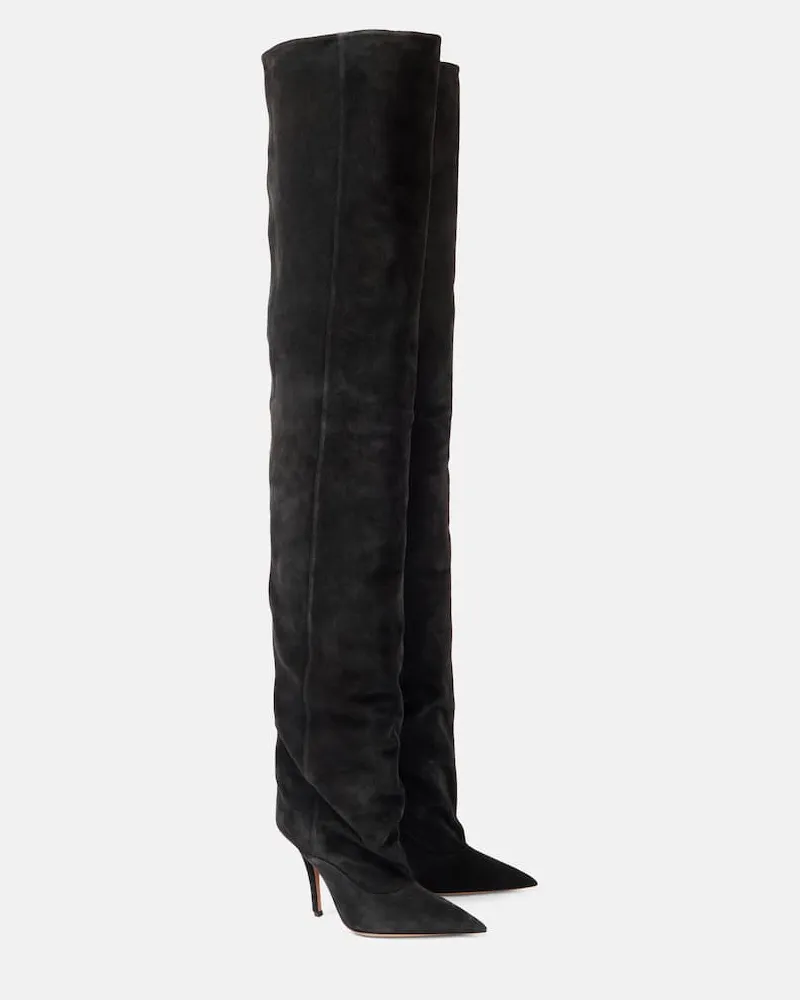 Paris Texas Overknee-Stiefel Ines 105 aus Veloursleder Schwarz