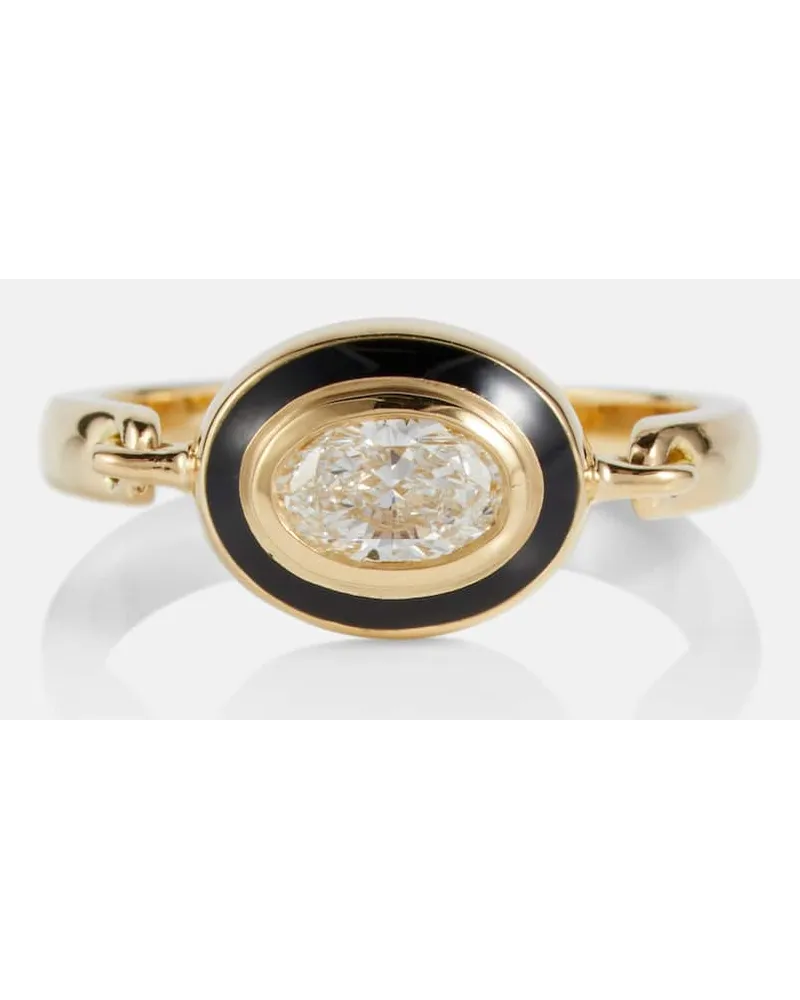 Melissa Kaye Ring Lenox Reign aus 18kt Gelbgold und Emaille mit Diamanten Gold