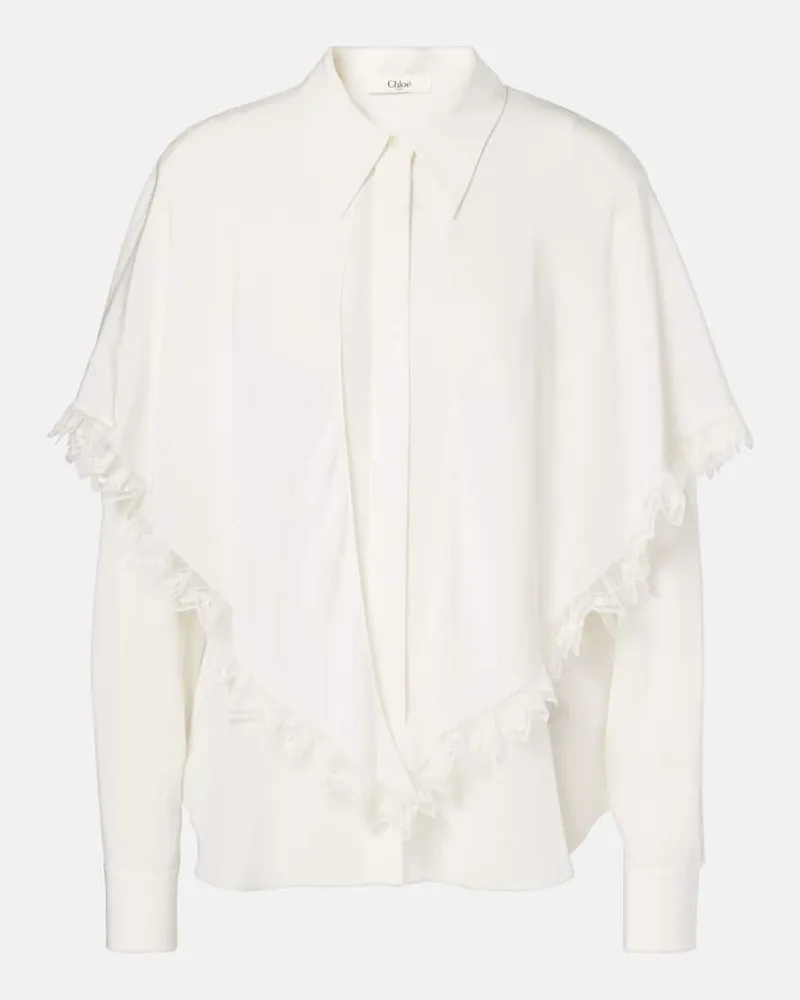 Chloé Chloe Bluse Knotted Heritage aus Crepe de Chine aus Seide Weiss