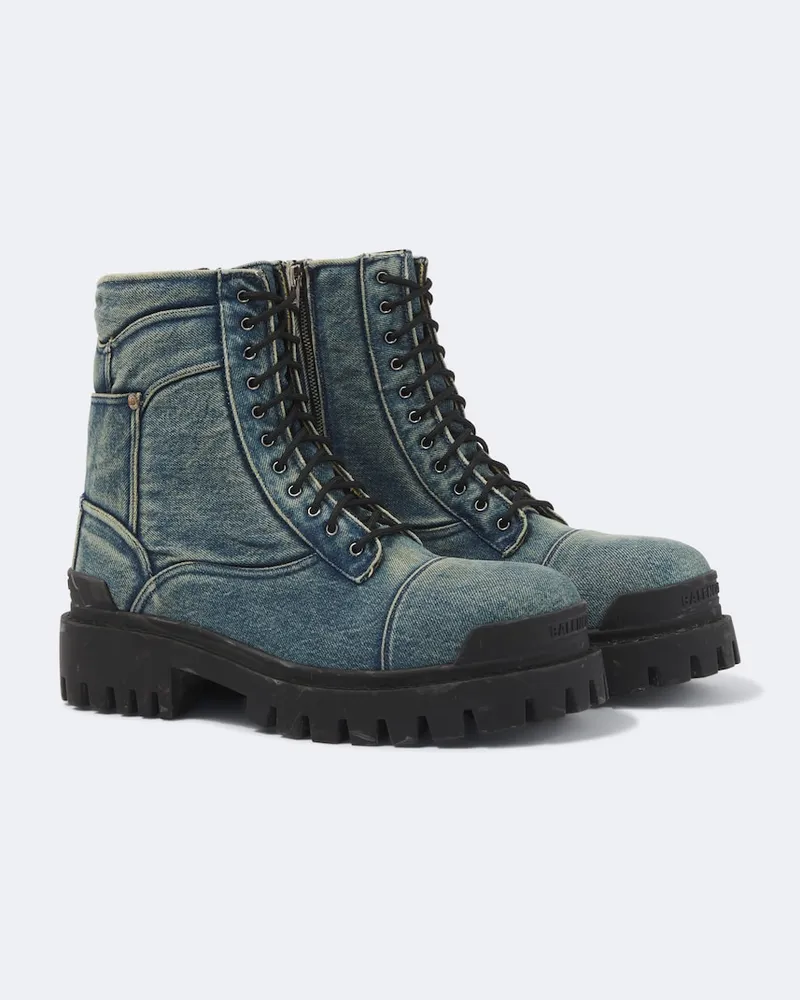Balenciaga Schnürstiefel Combat Strike aus Denim Blau