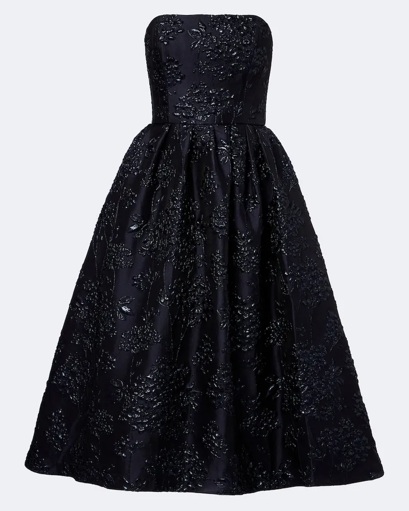Carolina Herrera New York Bustier-Cocktailkleid aus Jacquard Schwarz