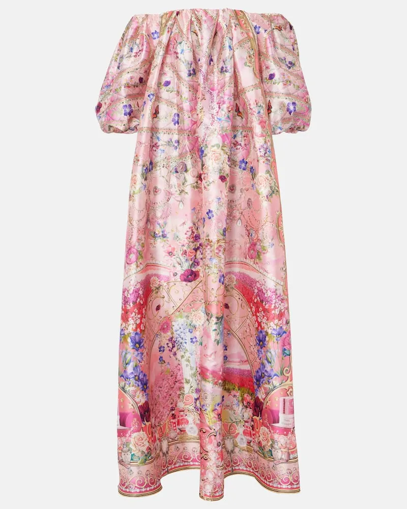 Camilla Maxikleid aus Taft mit Kristallen Rosa