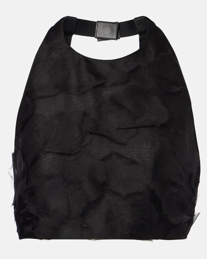 Max Mara Cropped-Top Fumetto aus Fil Coupé Schwarz