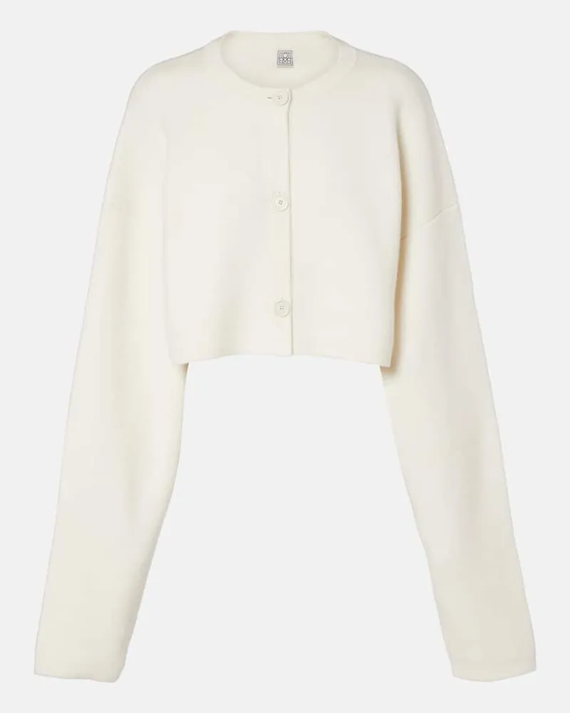 Totême Cropped-Cardigan aus einem Wollgemisch Weiß