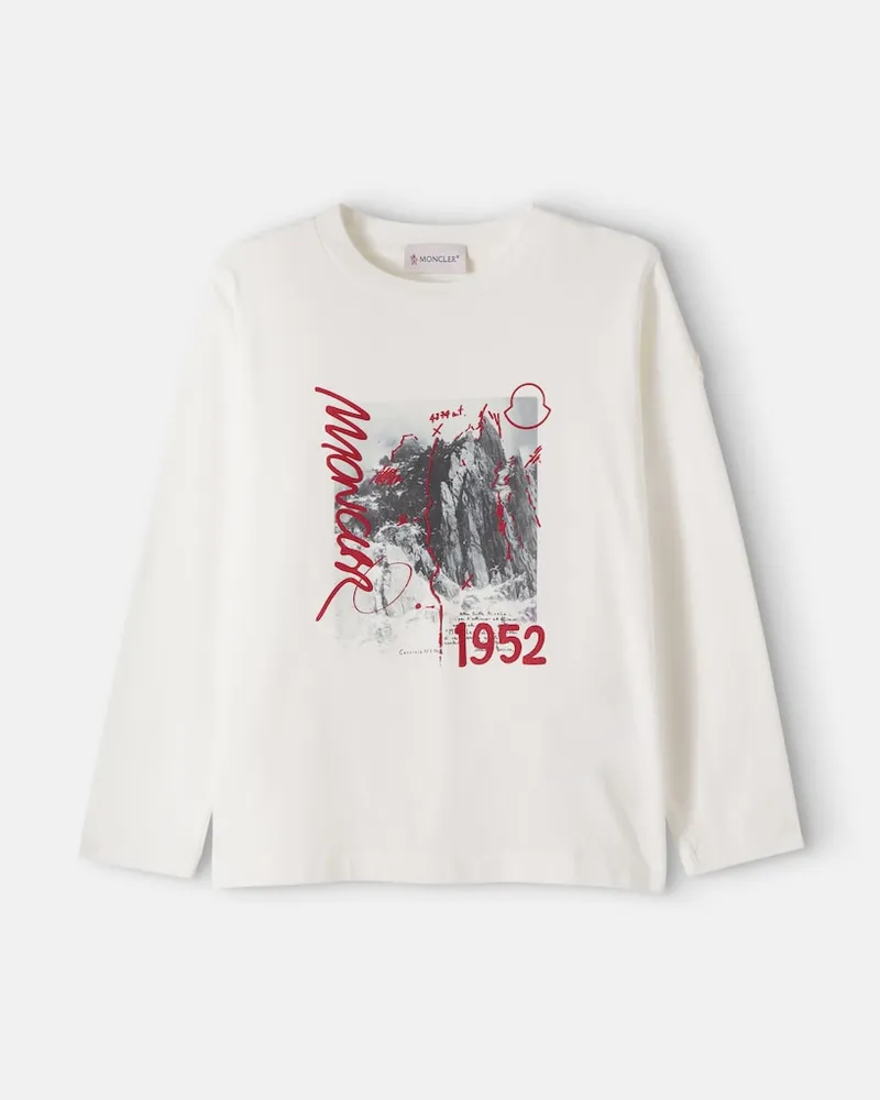 Moncler Bedrucktes T-Shirt aus Baumwolle Weiß