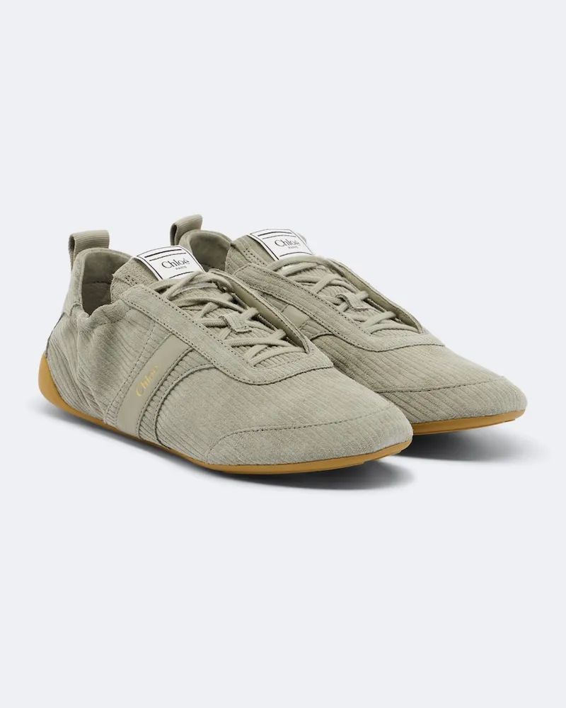 Chloé Chloé Sneakers Kick Classic aus Veloursleder Grün