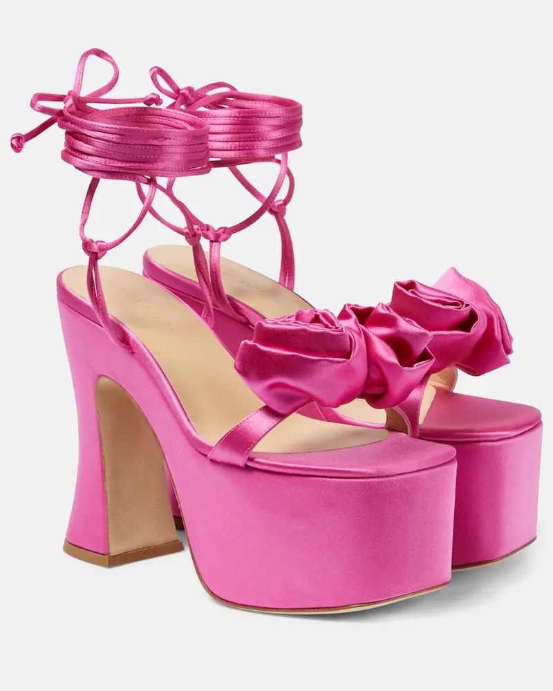 Magda Butrym Verzierte Plateausandalen aus Satin Rosa