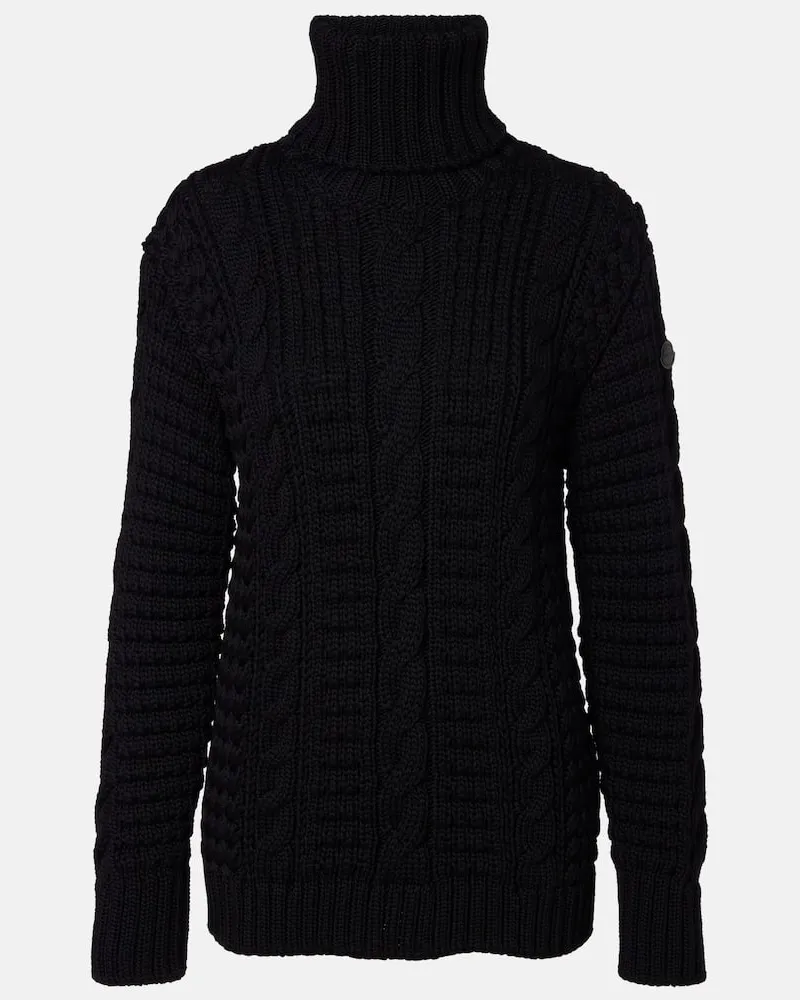 Moncler Rollkragenpullover aus Schurwolle Schwarz