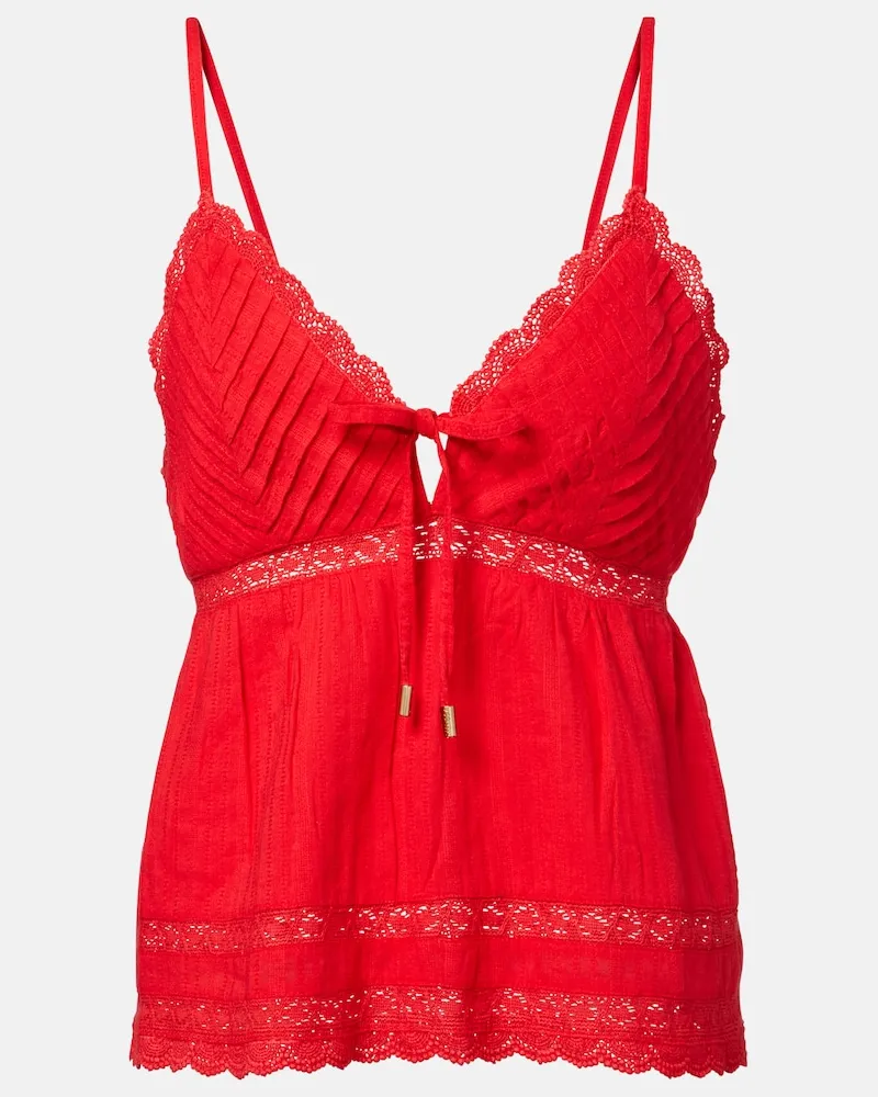 Melissa Odabash Top Beatrice aus Baumwolle und Leinen Rot