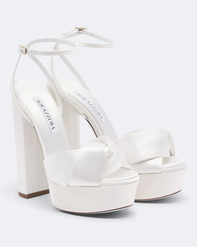 Aquazzura Bridal Plateausandalen Olie 140 aus Satin Weiß