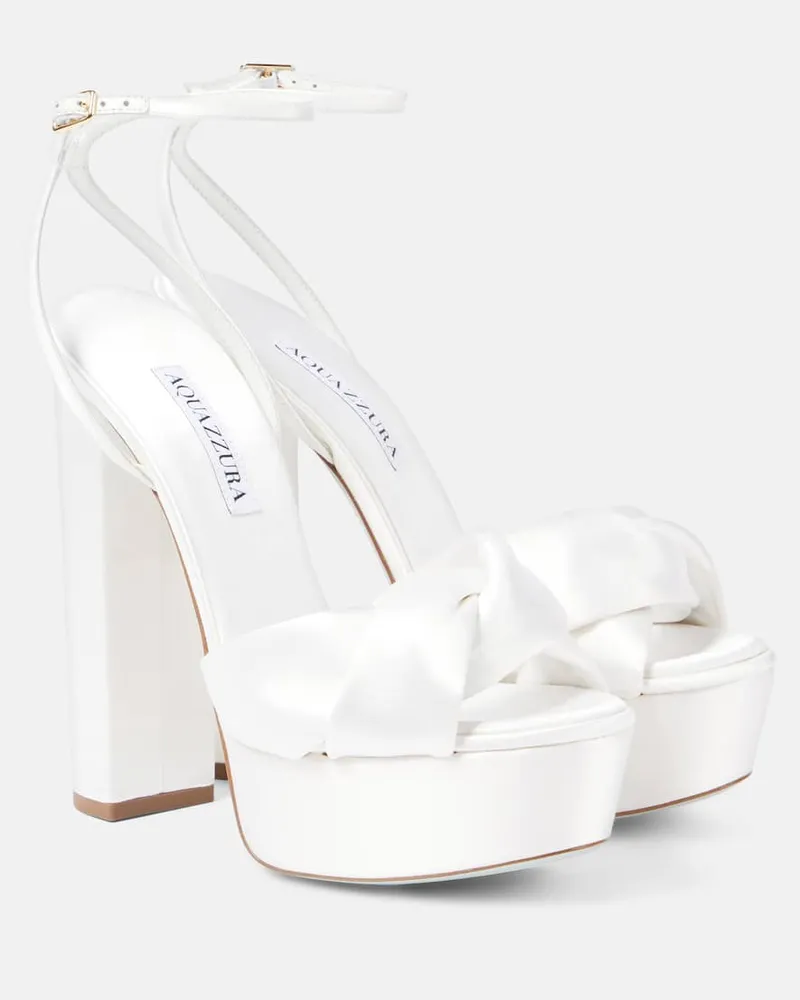 Aquazzura Bridal Plateausandalen Olie 140 aus Satin Weiß