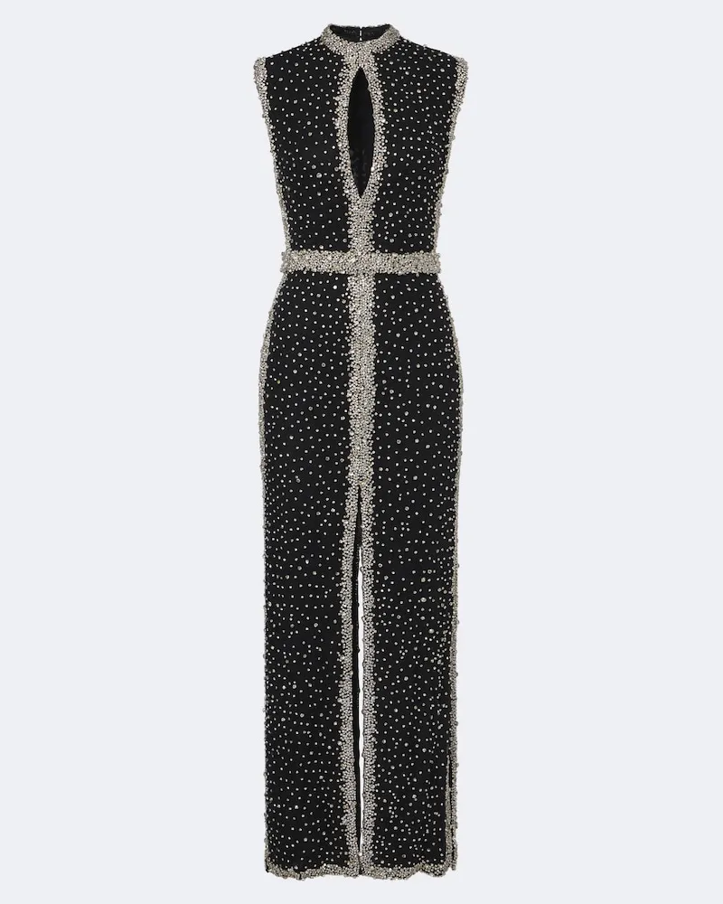 COSTARELLOS Robe Belina mit Kristallen Schwarz