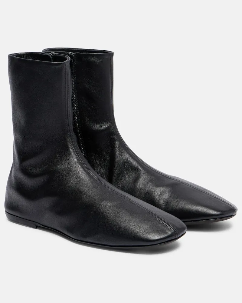 Dries van Noten Ankle Boots Globe aus Leder Schwarz
