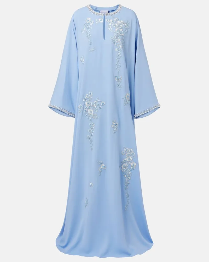 Carolina Herrera New York Verzierter Kaftan aus Crêpe Blau