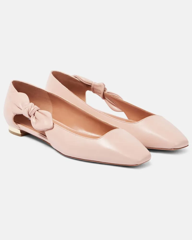 Aquazzura Ballerinas Very Bow Tie aus Leder Rosa
