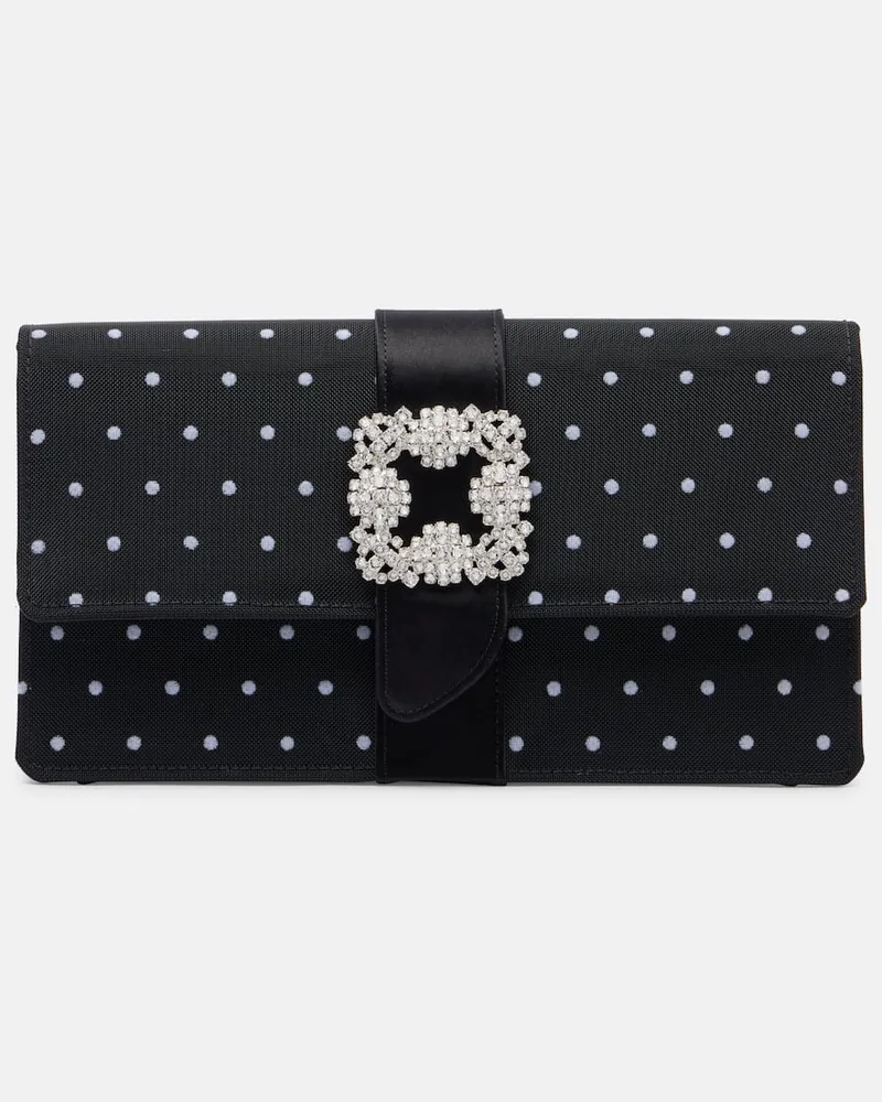 Manolo Blahnik Clutch Capri aus Satin mit Kristallen Schwarz
