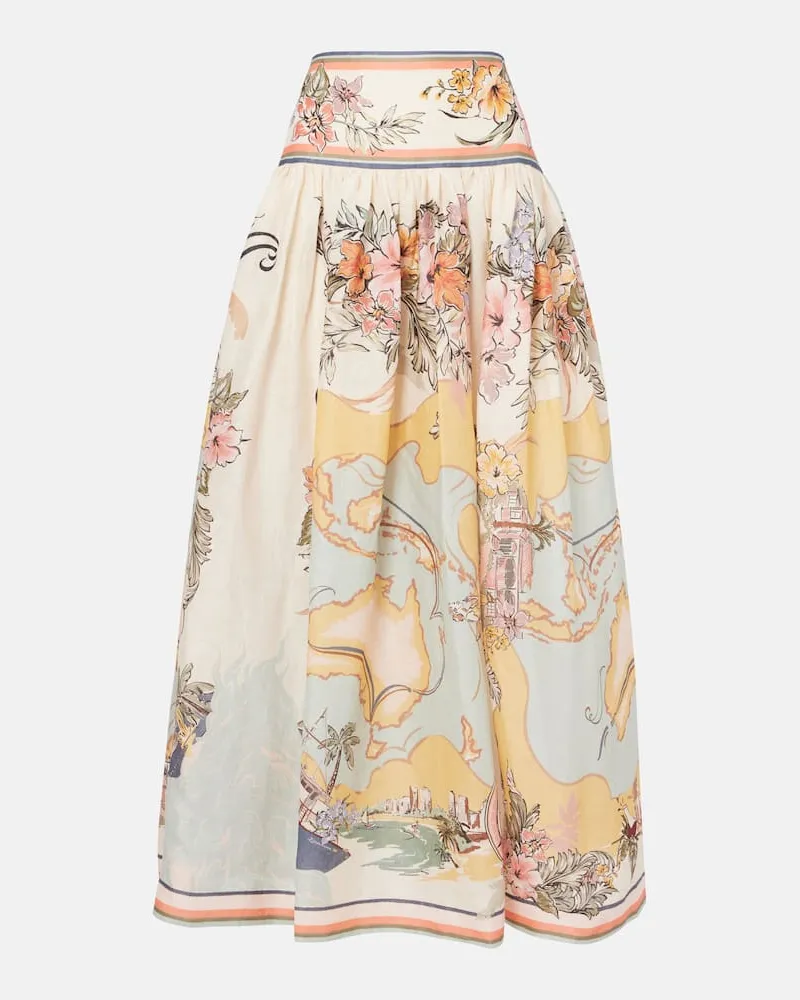 Zimmermann Bedruckter Maxirock Tallow aus Leinen Multicolor