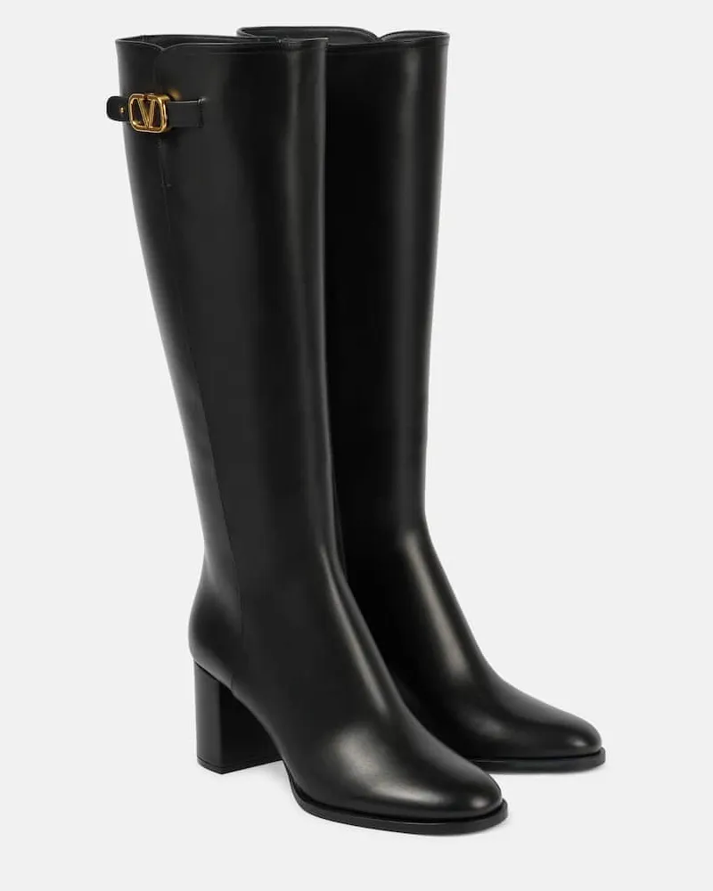 Valentino Garavani Stiefel VLogo Signature aus Leder Schwarz