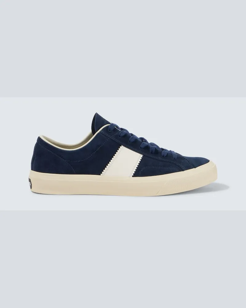 Tom Ford Sneakers Cambridge aus Veloursleder mit Leder Blau