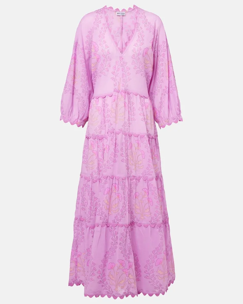 Juliet Dunn Bedrucktes Maxikleid aus Baumwolle Lila