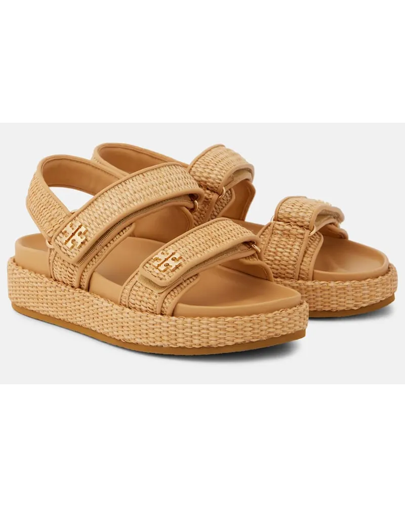 Tory Burch Sandalen Kira aus Raffiabast Beige