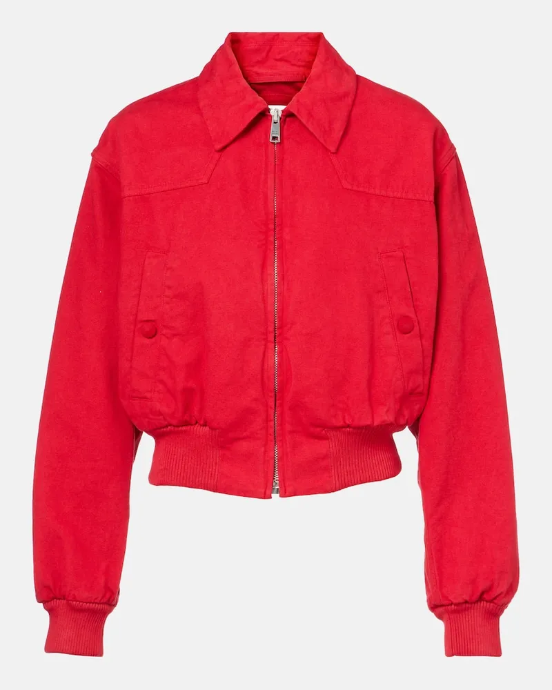 Prada Cropped-Bomberjacke aus Baumwolle Rot